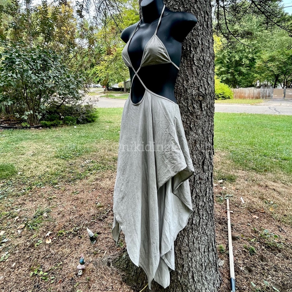 NEW without tags Dolls Kill Darker Wavs Echo Fairy Wrap Dress Distressed XS - Picture 3 of 6